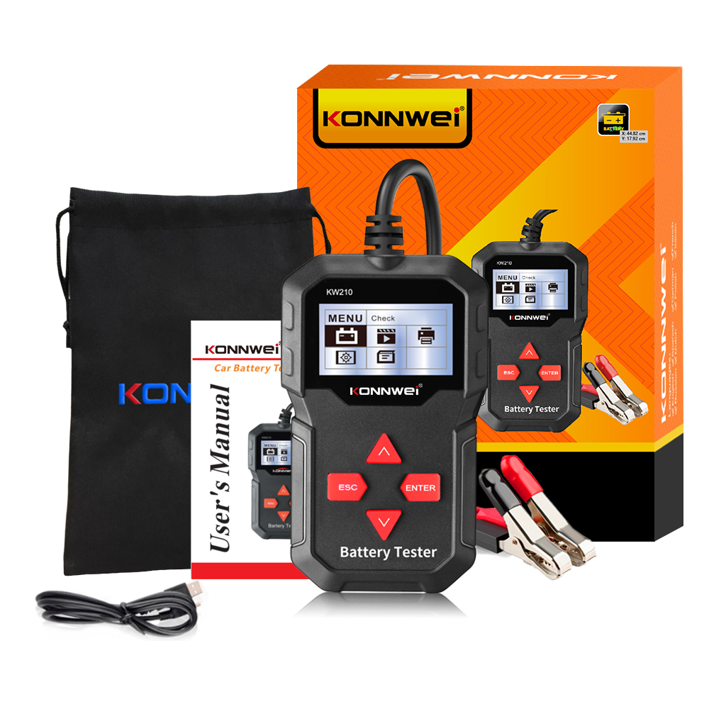 KONNWEI KW210 자동 스마트 12V 자동차 배터리 테스터 자동 배터리 분석기 100 2000CCA 크랭크 자동차 배터리 테스터